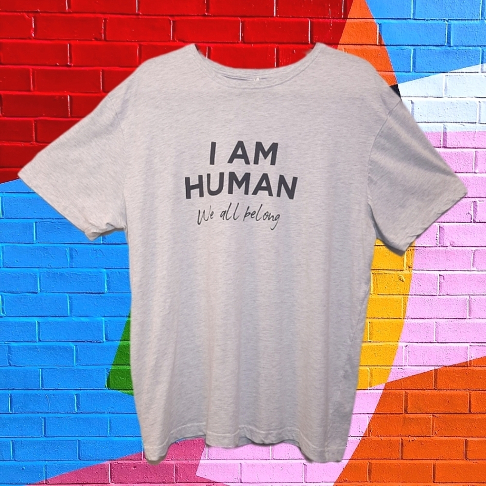 Coca Cola Promo Tshirt I Am Human We All Belong Inclusive Rights Top Grey